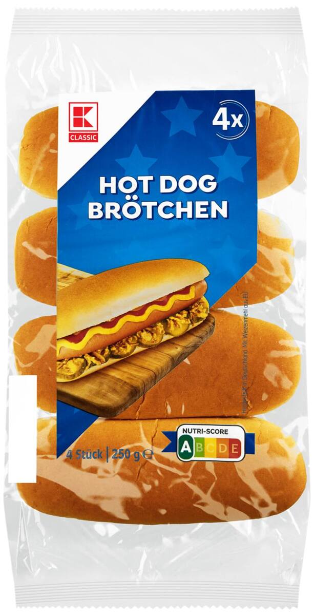 Bild 1 von K-CLASSIC Hot-Dog-Brötchen, 4 St. = 250-g-Packg.
