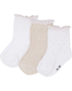 Socken mit Glitzer, 3er-Pack, Ergee, weiß