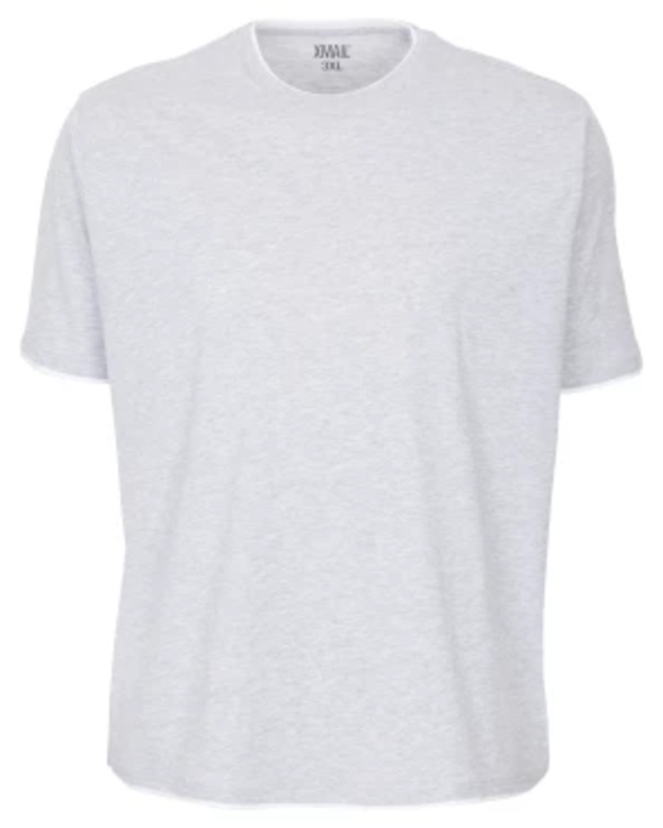 Bild 1 von T-Shirt in Doppellagenoptik, X-Mail, Rundhalsausschnitt, hellgrau melange