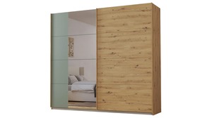 Schwebetürenschrank Eiche - Spiegel 226 cm 2-türig - SALDANA