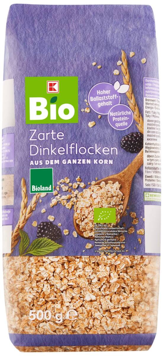 Bild 1 von K-BIO Bioland Dinkelflocken, 500-g-Packg.