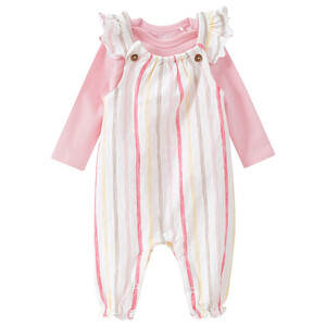 Newborn Strampler und Langarmbody im Set ROSA / WEISS