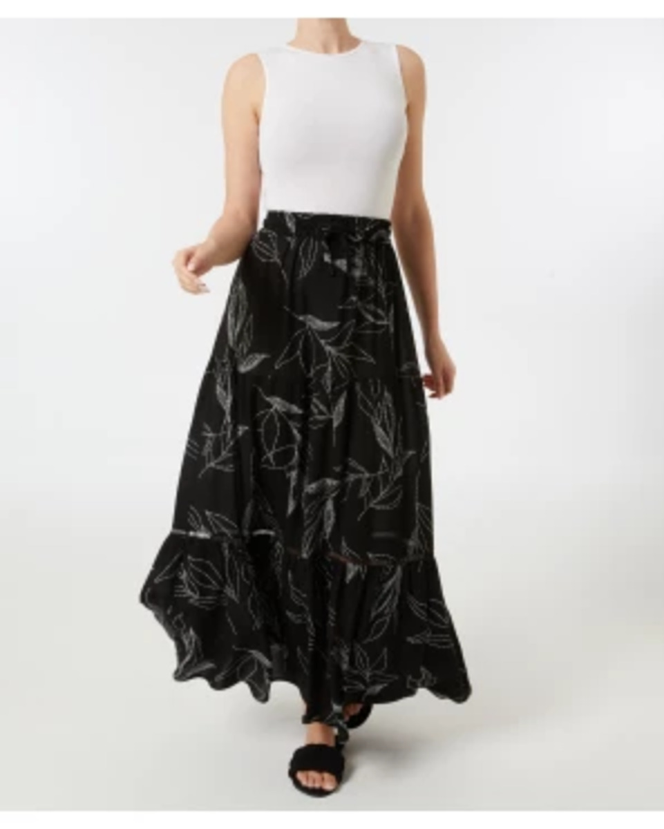 Bild 1 von Maxirock aus Viskose, Janina, elastischer Bund, schwarz bedruckt