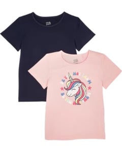 T-Shirts Einhorn, 2er-Pack, Kiki & Koko, Rosa/dunkelblau