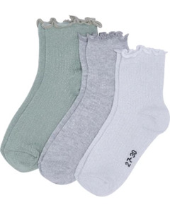 Glitzernde Kurzschaftsocken, 3er-Pack, Ergee, grau/weiß