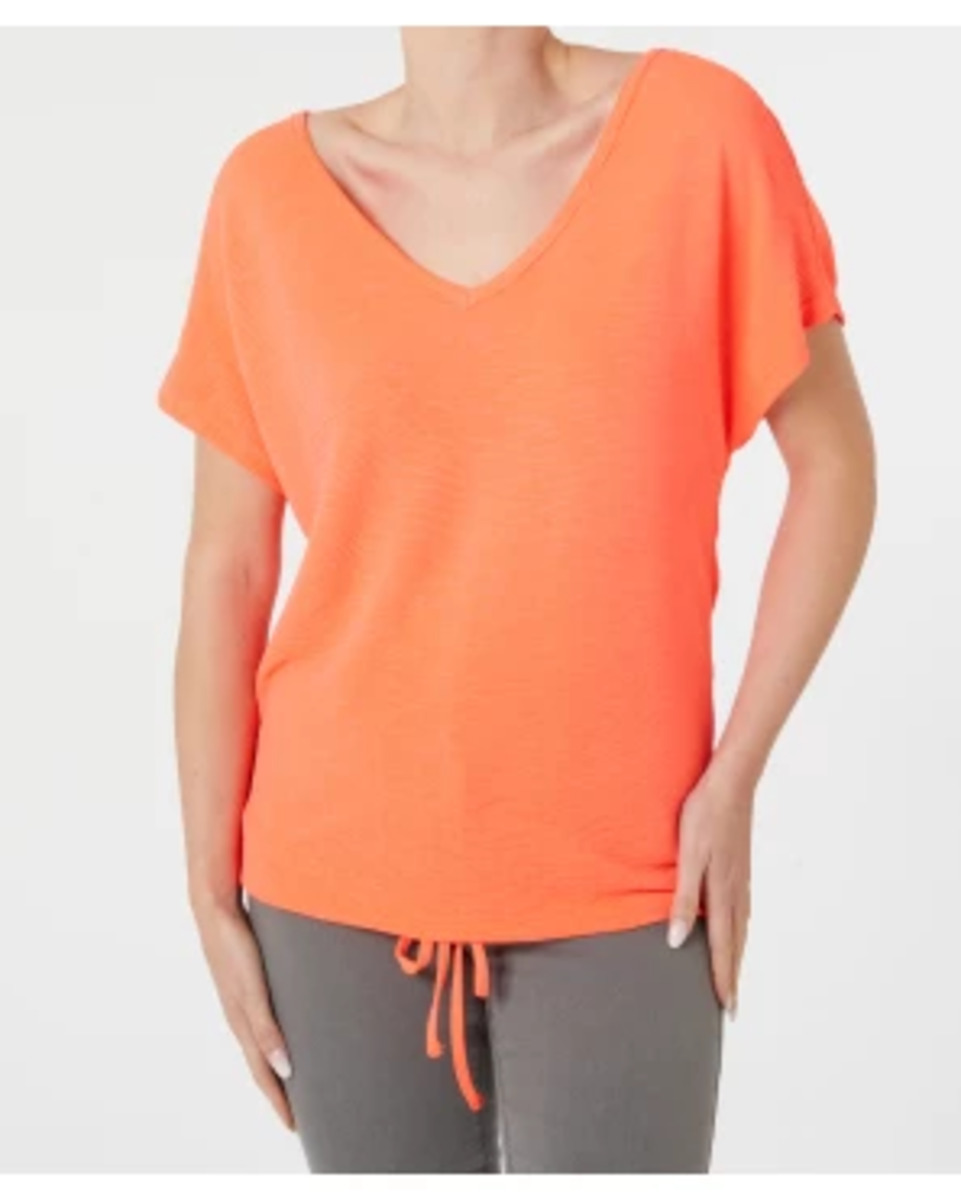 Bild 1 von T-Shirt mit Tunnelzug, Janina, V-Ausschnitt, neon orange