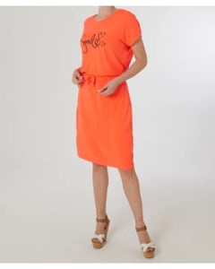 Kleid mit Tunnelzug, Janina, lockere Passform, neon orange