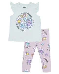 Smiley World T-Shirt + Leggings, 2-tlg. Set, flieder