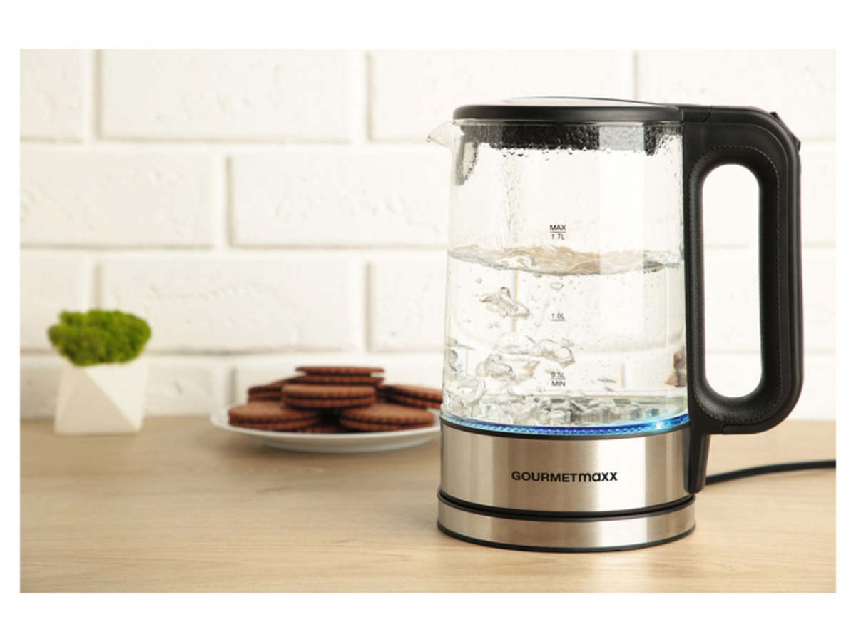 Bild 2 von GOURMETmaxx Glas-Wasserkocher, 1,7 l, kabellos, LED