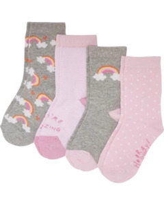 Socken mit Muster, 4er-Pack, Ergee, grau/rosa