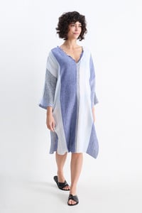 C&A Tunika-Kleid mit V-Ausschnitt-gestreift, Blau, Größe: 1 size