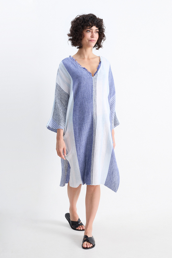 Bild 1 von C&A Tunika-Kleid mit V-Ausschnitt-gestreift, Blau, Größe: 1 size