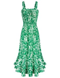 GRACE KARIN Damen langes Blumenkleid Ärmellos Spaghettiträger Cocktailkleid Casual Freizeitkleid Böhmisch Maxikleid Strandkleider Urlaub