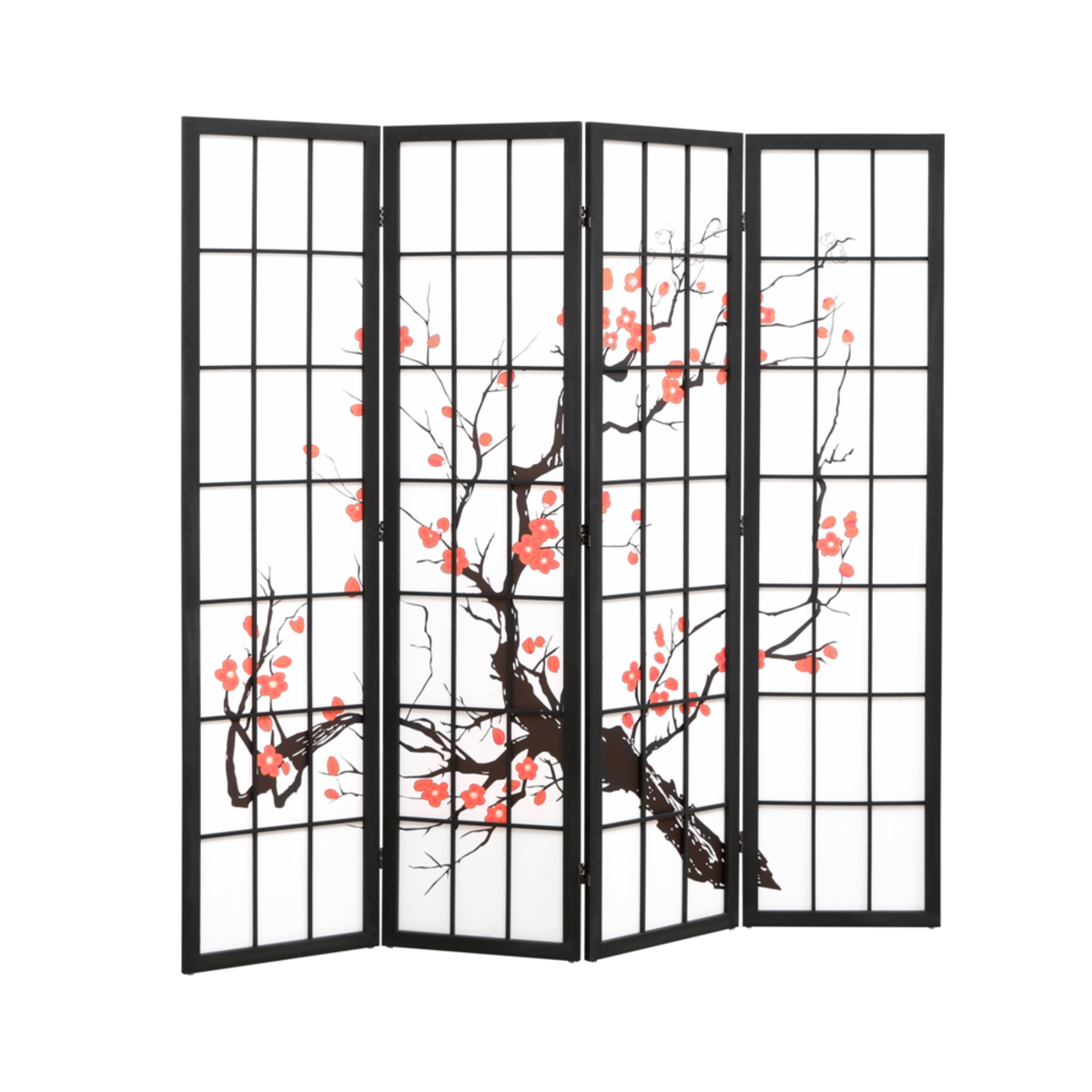 Bild 3 von Happy Home Raumteiler Paravent 4 tlg. HPR02-ROT mit Kirschblütenmuster