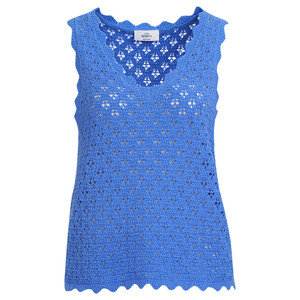 Damen Stricktop mit Ajours-Muster BLAU