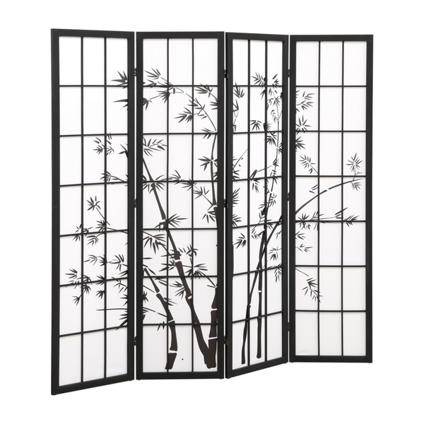Bild 2 von Happy Home Raumteiler Paravent 4 tlg. HPR02-SCH schwarz weiß