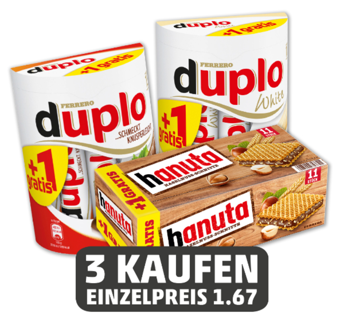 Bild 1 von FERRERO Duplo*, Duplo White* oder Hanuta*