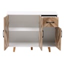 Bild 4 von Happy Home Sideboard Kommode Dreitüriger Stauraumschrank mit 1 Schublade HWR19-HOL Holz