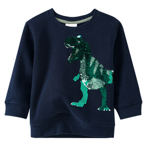 Jungen Sweatshirt mit Wendepailletten DUNKELBLAU