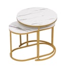 Bild 3 von Happy Home Satztisch Couchtisch Beistelltisch 2 tlg. HWT52-WEI Marmor Weiß Dekor Gestell Gold