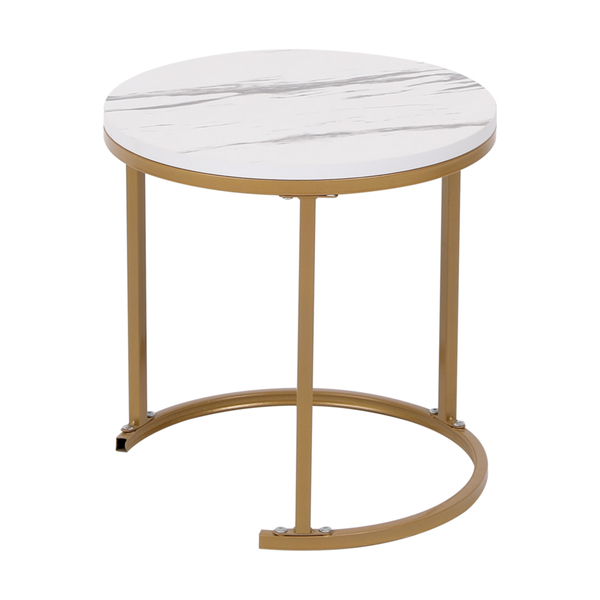Bild 4 von Happy Home Satztisch Couchtisch Beistelltisch 2 tlg. HWT51-WEI Marmor Weiß Dekor Gestell Gold