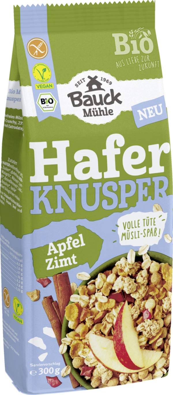 Bild 1 von Bauck Mühle Bio Hafer Knusper Müsli Apfel Zimt, 300 g