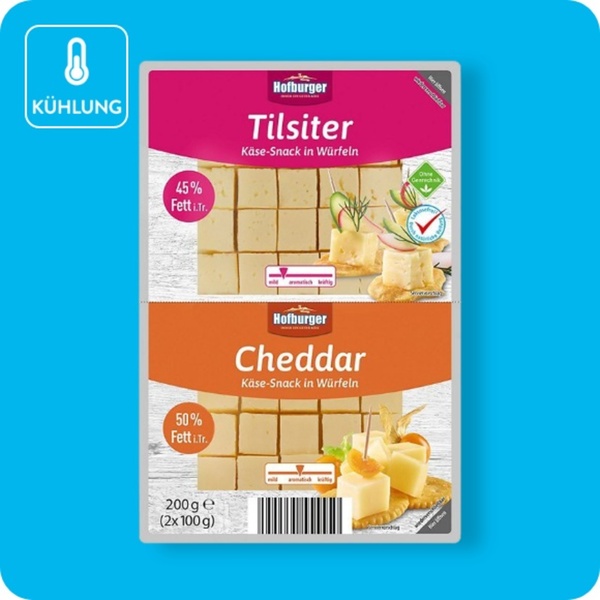 Bild 1 von HOFBURGER Käse-Snack, Cheddar & Tilsiter