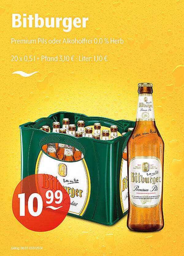 Bild 1 von Bitburger Premium Pils oder Alkoholfrei 0,0 % Herb