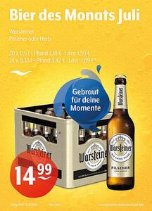 Bier des Monats Juli Warsteiner
Pilsener oder Herb