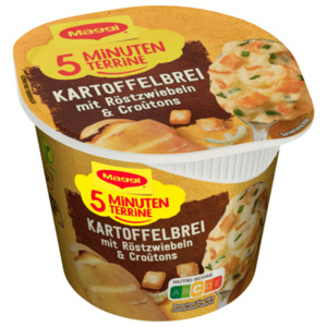 Maggi  5 Minuten Terrine  Kartoffelbrei mit Röstzwiebeln & Croutons