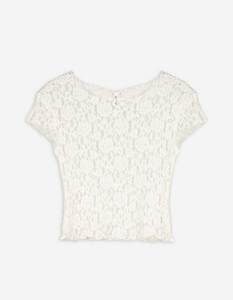 Damen Cropped Shirt - Spitze