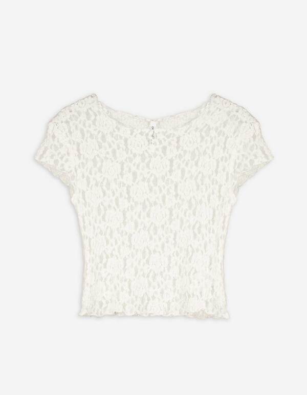 Bild 1 von Damen Cropped Shirt - Spitze