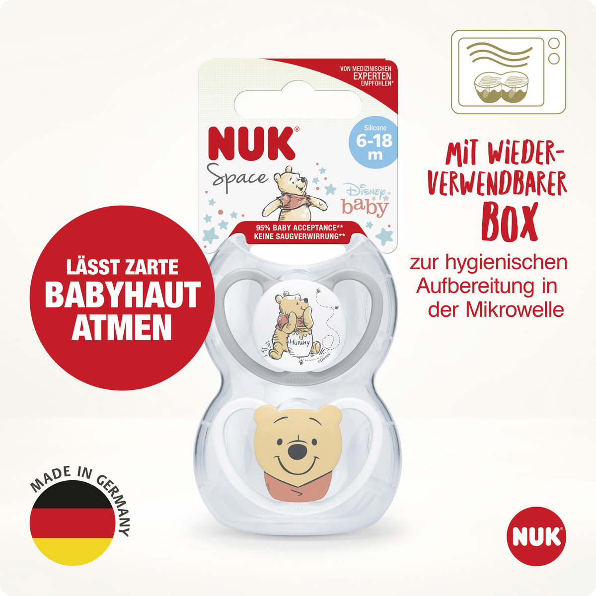 Bild 3 von NUK Disney Winnie Puuh Space Silikon-Schnuller 6-18 M