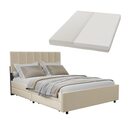 Bild 1 von Juskys Samt Polsterbett Soria 140x200 cm mit Matratze, Lattenrost & Schubladen - Bett Beige