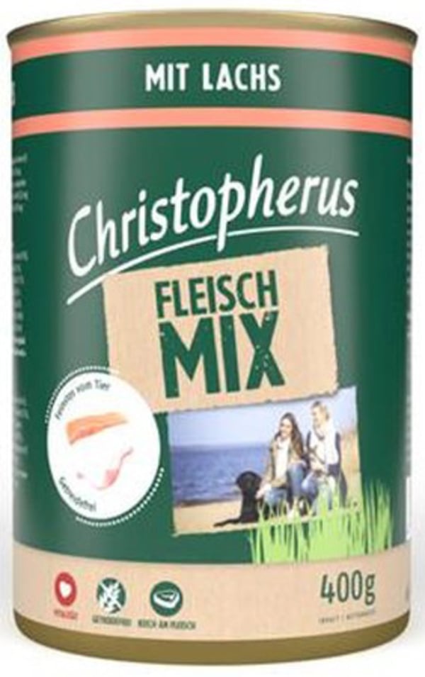 Bild 1 von Christopherus Hundefutter Fleisch-Mix Lachs 400 g