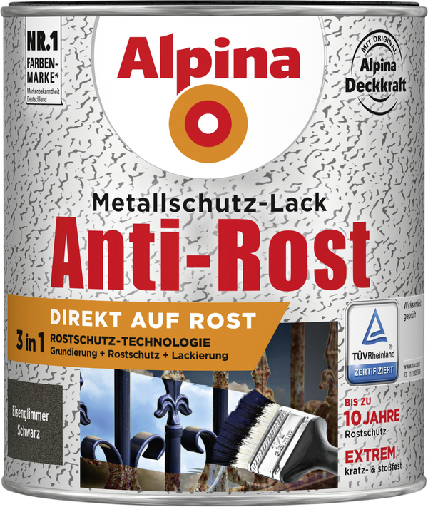 Bild 1 von Alpina Metallschutz-Lack Eisenglimmer 750 ml schwarz