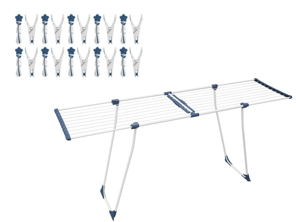 Bild 1 von LIVARNO home Wäscheständer ausziehbar 20m + Wäscheklammern, 20 Stück, mit Softgrip