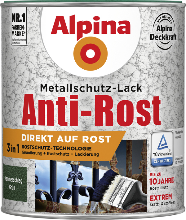 Bild 1 von Alpina Metallschutz-Lack Hammerschlag 750 ml grün