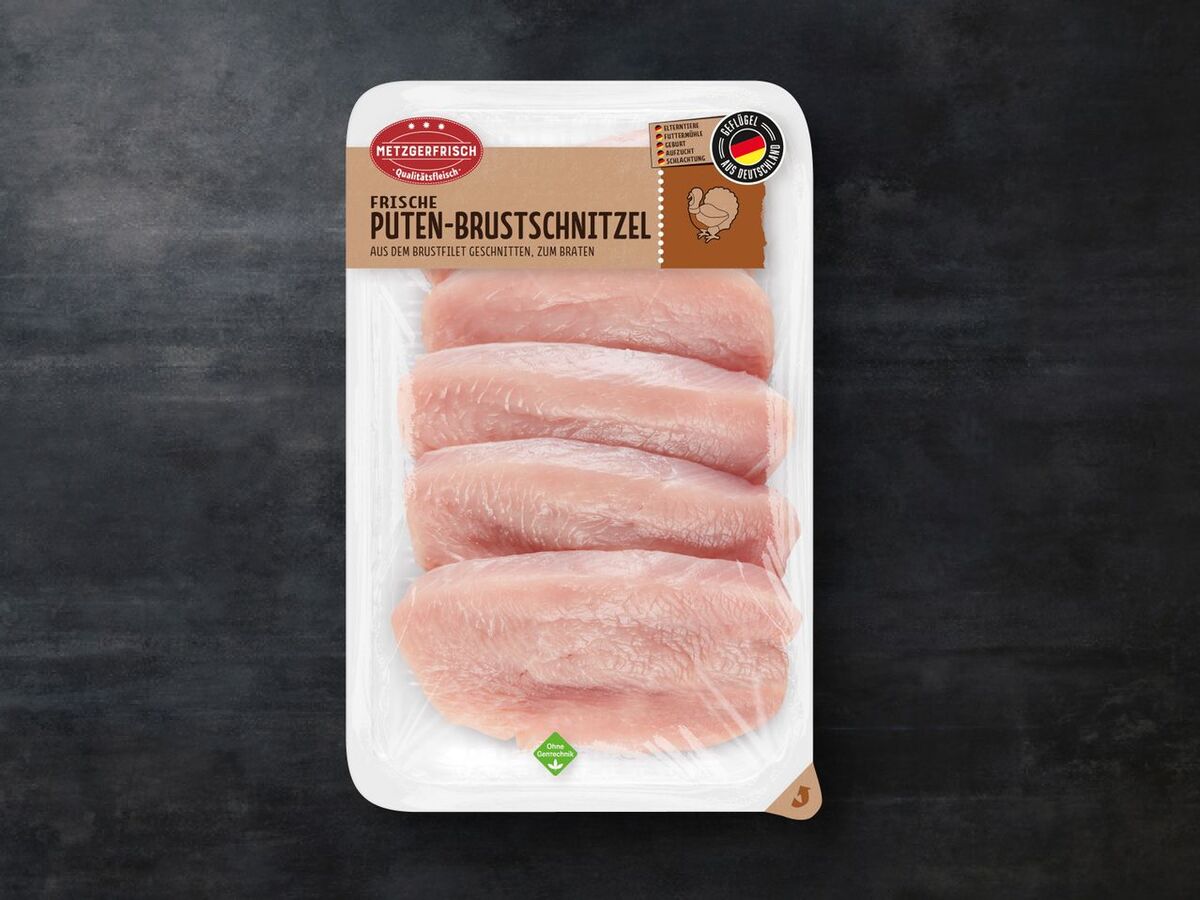 Bild 1 von Metzgerfrisch Frische Puten-Brustschnitzel, 
         500 g