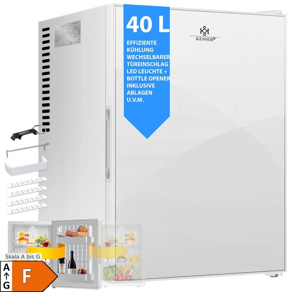 Bild 1 von KESSER® Minikühlschrank mit Schloss, Minibar 40 Liter Nutzinhalt, Leise 22db, Abschließbar, Schlafzimmer, Wechselbarer Türanschlag, ca. 4°-16°C Höhe 57cm, Innenbeleuchtung Tisch-Kühlschrank