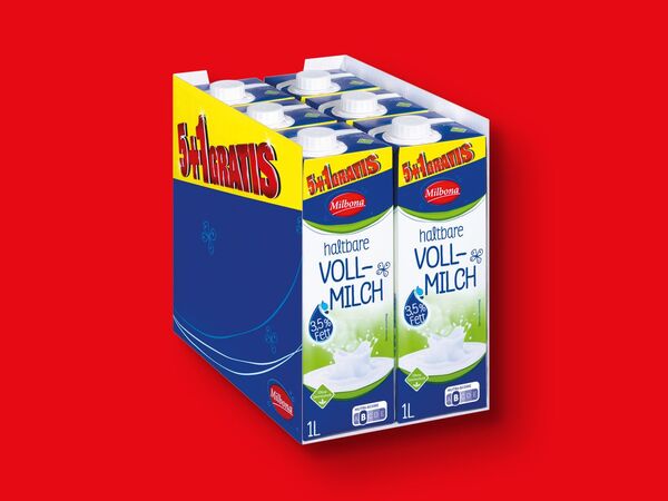 Bild 1 von Milbona Haltbare Vollmilch, 
         6x 1 l