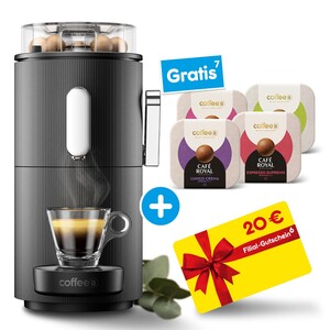 CoffeeB Kaffeemaschine Globe + 4 Gratis Packungen Coffee Balls + 20€ Gutschein