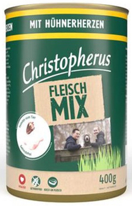 Christopherus Hundefutter Fleisch-Mix Hühnerherzen 400 g