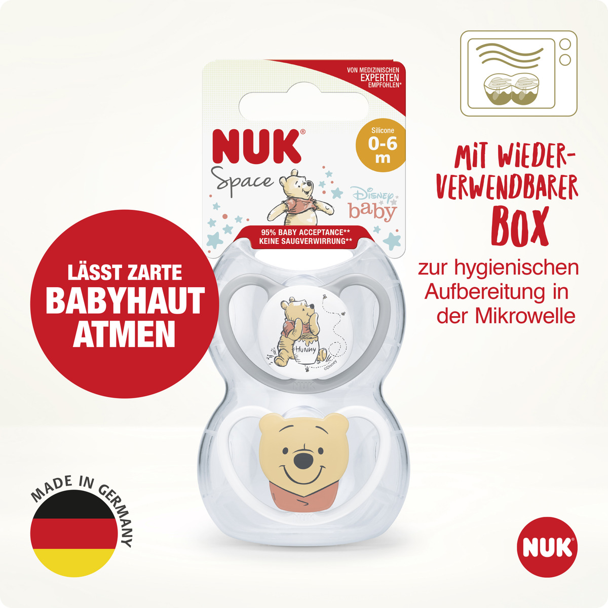 Bild 3 von NUK Disney Winnie Puuh Space Silikon-Schnuller 0-6 M