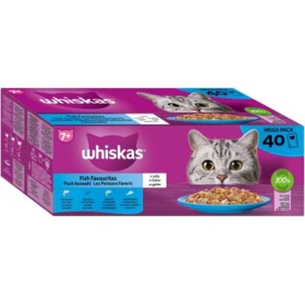 Bild 1 von Whiskas Mega Pack 7+ Fisch Auswahl in Gelee 40 x 85g