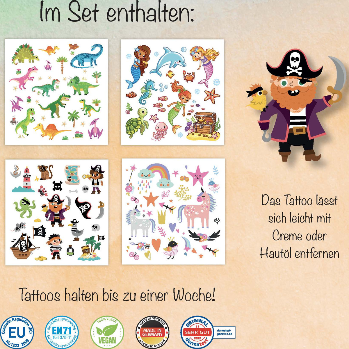Bild 2 von Transfer-Druck Kindertattoos 4 verschiedene Bögen