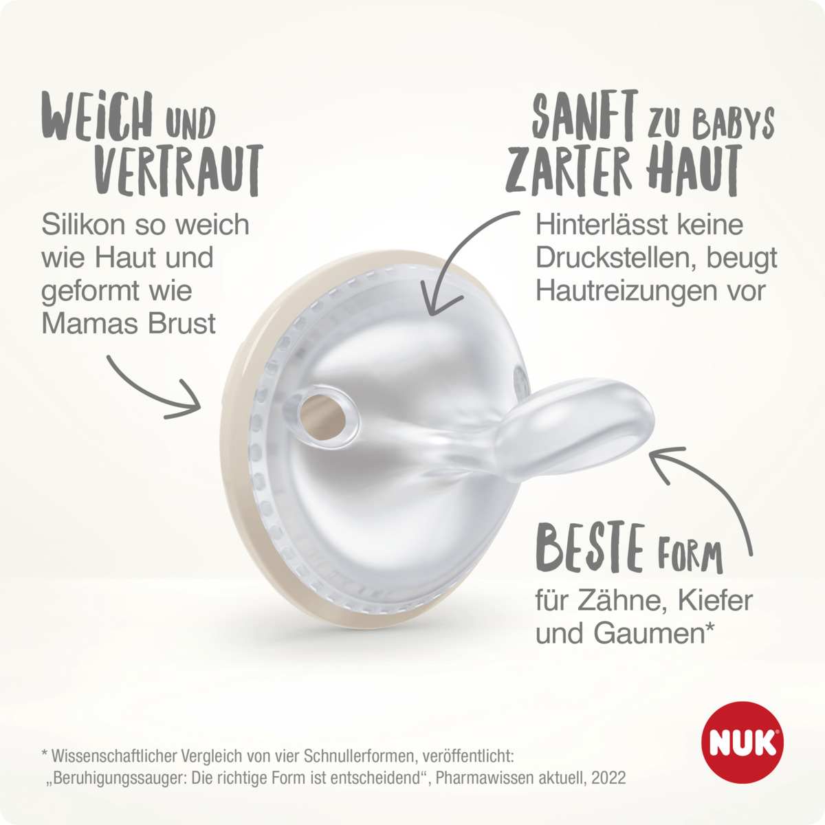 Bild 4 von NUK MommyFeel, Silikon-Schnuller für eine intakte Stillbeziehung, 0-9 Monate, 2 Stück, Sortiment