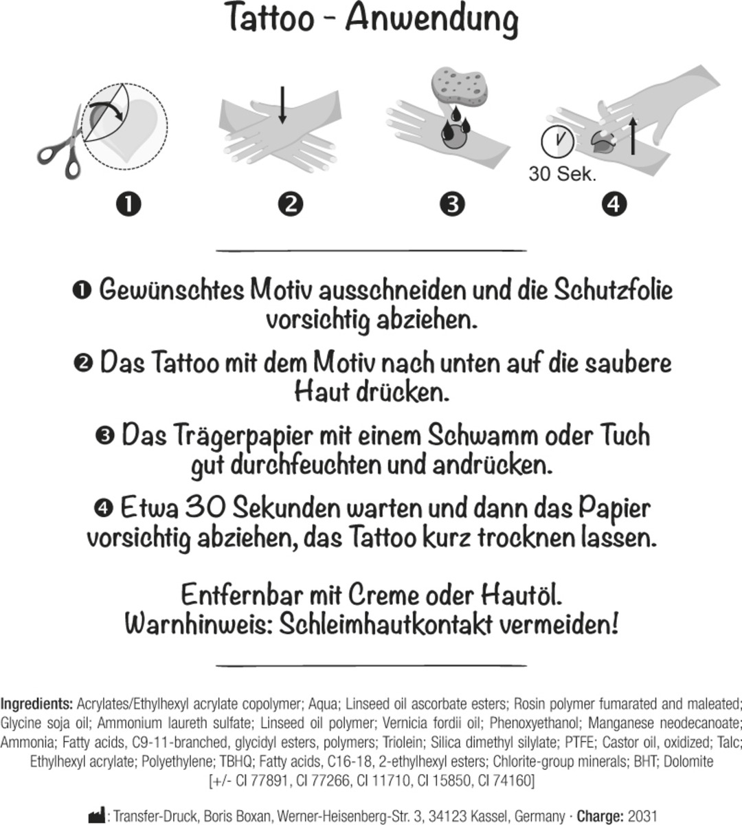 Bild 4 von Transfer-Druck Kindertattoos 4 verschiedene Bögen