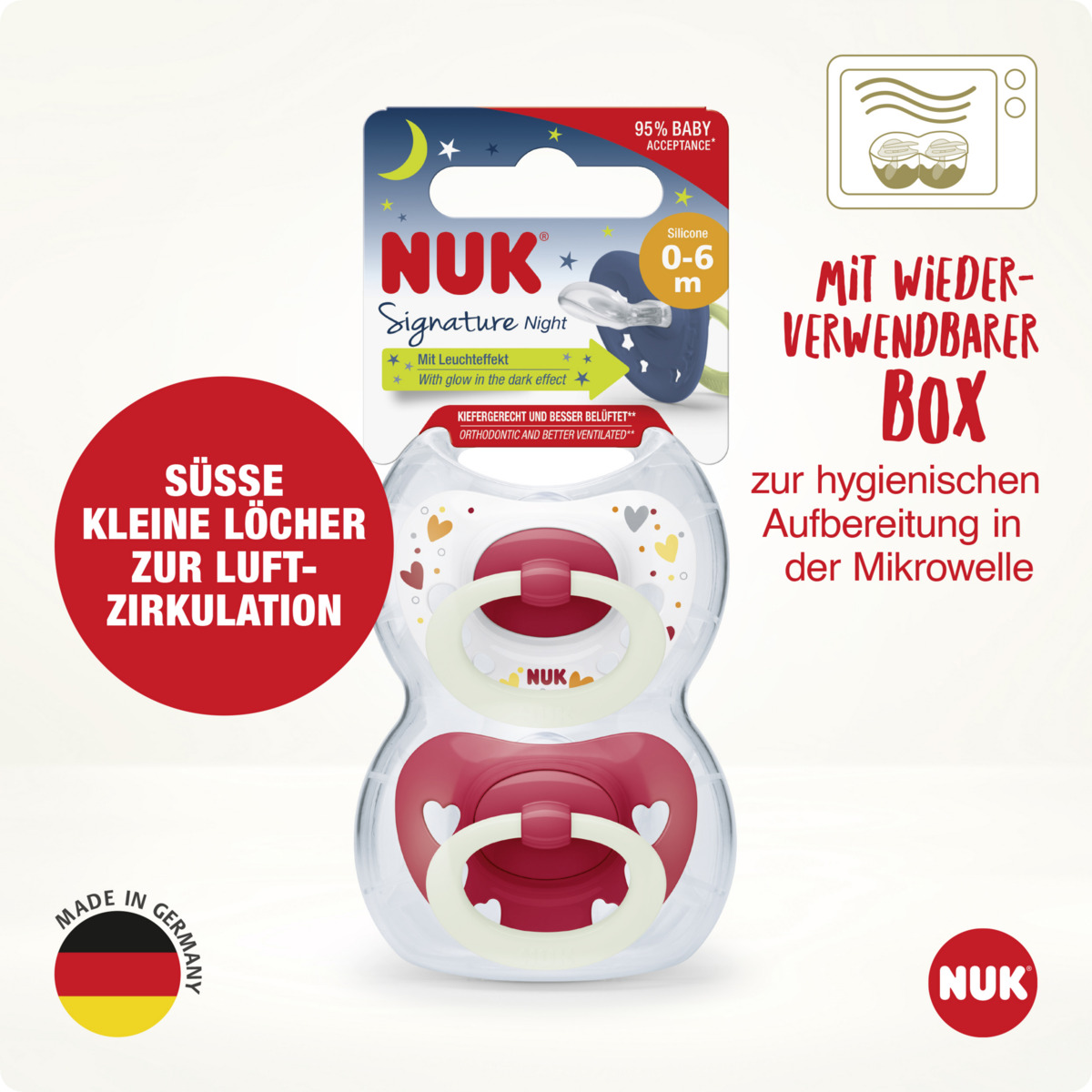 Bild 3 von NUK Signature Night Silikon-Schnuller, 0-6 Monate