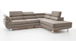 Ecksofa BACKSTREET Stoffbezug Beige/Grau ca. 275 x 230 cm - mit Schlaffunktion und Bettkasten